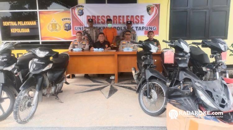 Polsek Tapung Gelar Press Release Ungkap Kasus Penggelapan dan Curanmor di 9 TKP