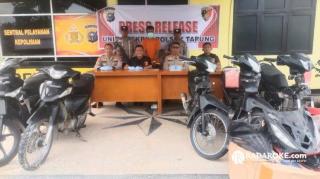 Polsek Tapung Gelar Press Release Ungkap Kasus Penggelapan dan Curanmor di 9 TKP