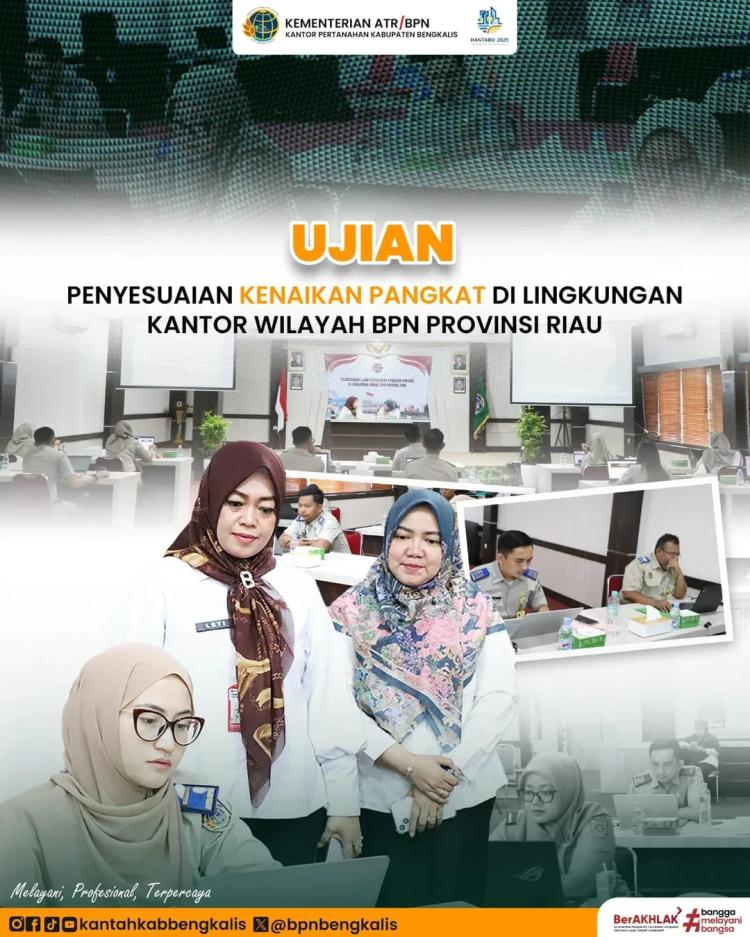 Kantor Pertanahan Bengkalis Ikuti Ujian Penyesuaian Kenaikan Pangkat Secara Daring