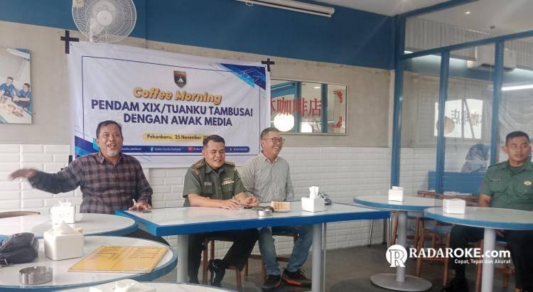 Sosialisasi Keberadaan Kodam XIX/Tuanku Tambusai, Kapendam Gelar Coffe Morning Bersama Awak Media