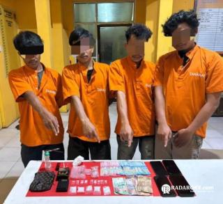 Polsek Tapung Hilir Tangkap Empat Pelaku Narkoba Saat Pesta Sabu-sabu