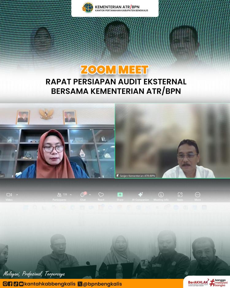 Kantor Pertanahan Kabupaten Bengkalis Ikuti Rapat Persiapan Audit Eksternal ATR/BPN