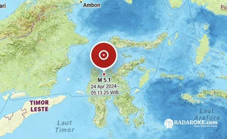 Timbulkan Guncangan di Daerah Pulau, Gempa Magnitudo 5,1 Guncang Maluku Barat Daya