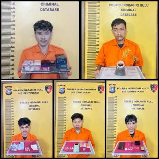 Dipimpin Kasat Narkoba Polres Inhu, Lima Tersangka Penyalahgunaan Narkotika Dibekuk, Satu Oknum P3K Paruh Waktu