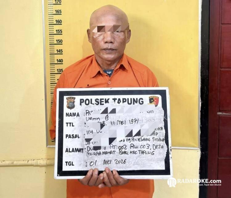Polsek Tapung Tangkap Warga Muara Mahat Baru, Sita 29 Paket Sabu-Sabu 
