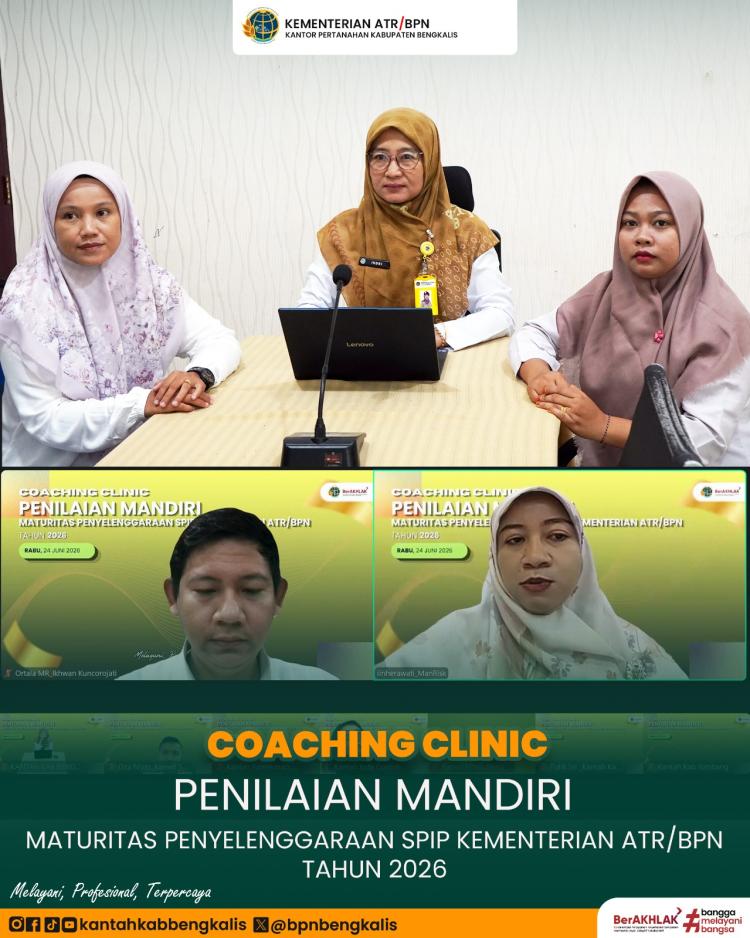 Kantor Pertanahan Kabupaten Bengkalis Ikuti Zoom Meeting Penilaian Mandiri Maturitas SPIP Kementerian ATR/BPN Tahun 2026