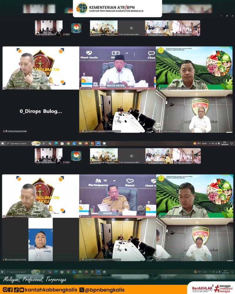 Kantor Pertanahan Kabupaten Bengkalis Ikuti Rapat Koordinasi Pengendalian Inflasi Kemendagri